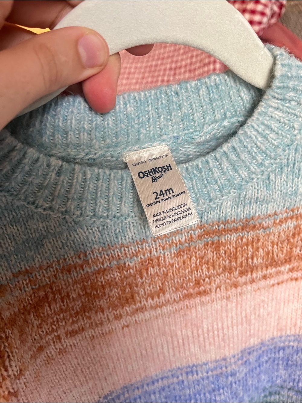OshKosh B'gosh Pastel Rainbow Knit Sweater - Blue, Peach, Pink, Lavender